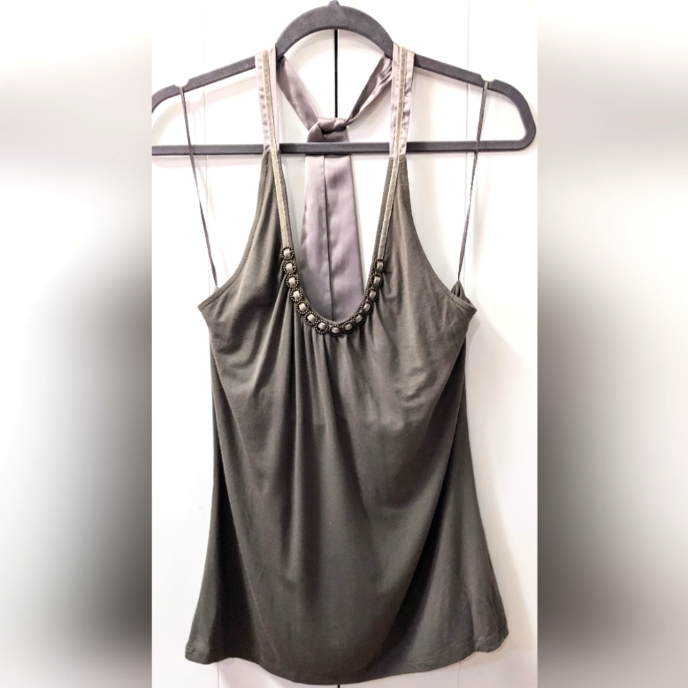 THE LIMITED, Halter top, Scoopneck with ribbon detail. Size Large.